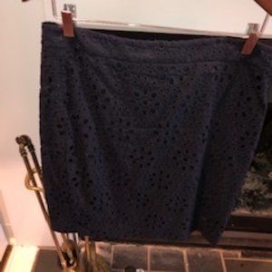 J Crew Navy Eyelet Pencil Skirt